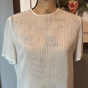 Giorgio Armani baby blue and white striped Short Sleeve Blouse